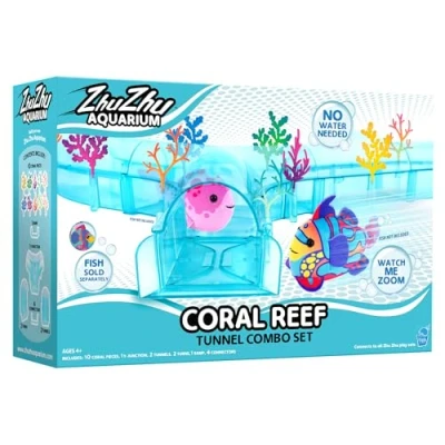 Image of John Adams Zhu Pets Aquarium Coral Reef Tunel Playset Electronic Ages 4+, Blue