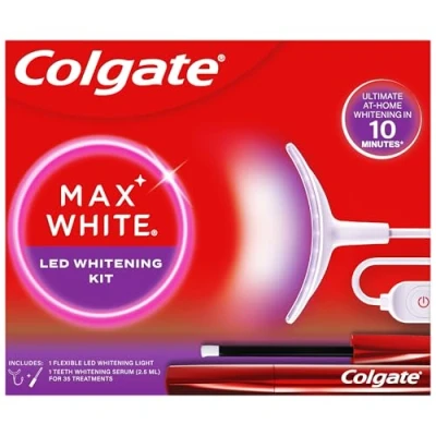 Image of Colgate Max White Ultimate at Home LED Teeth Whitening Kit, Enamel Safe, Reverses up to 20 Years of Stains, Pen &amp; Smartphone Powered Light, Developed by Dental Experts