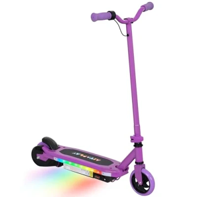 Image of AIYAPLAY Electric Scooter for Ages 6 14, with Colourful Light and Brake, E Scooter, Up to 10 KM/H &amp; 8 KM, Purple