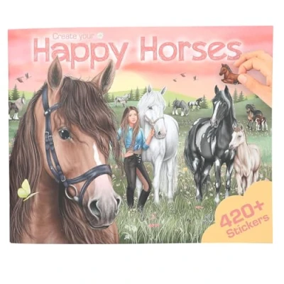 Image of Depesche 13586 Create Your Happy Horses Sticker Book with 24 Background Pages for Creating Own Horse Worlds Includes 6 Sheets