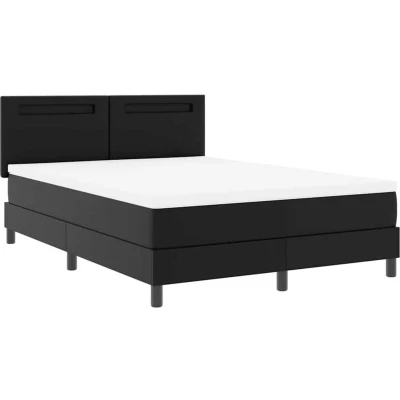 Image of vidaXL Box Spring Bed with Mattress in Black, 140x190 cm Faux Leather