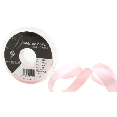 Image of Berisfords Double Satin Ribbon, Pink Azalea, 15 mm