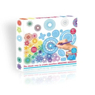 Image of BONAFIDE Original Spirograph Set with Markers, Reusable Plastic Drawing Set, Spiral Tool, Stencil Rulers Art Craft Toys Painting Tool for Kids &amp; Adults