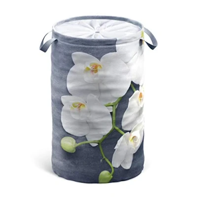 Image of Sanilo Laundry Basket with Lid, Round Storage Container 60 Litres, Foldable Bin Handles (Pretty)