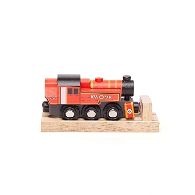 Image of Bigjigs Rail Ivatt Engine (Red) Vintage Wooden Trains, Kids Railway Toys &amp; Accessories, Gifts For Toddlers Children, Heritage Collection, Compatible With Most Other Brands, Age 3 Years Old +