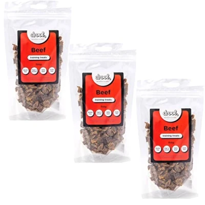 Image of Drool Pet Products 100% Pure Dried Fresh Meat Beef Triple Pack Training Treats for Dogs 3 x 150g Air Nibbles Dog Chews &amp; Puppies
