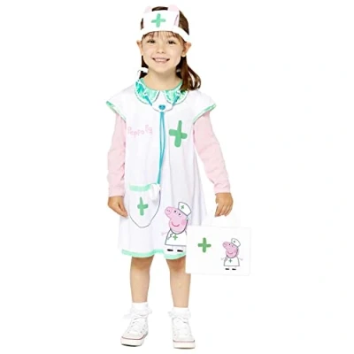 Image of amscan 9910177 Child Girls Peppa Pig Nurse Fancy Dress Costume (Age 4 6 Years)