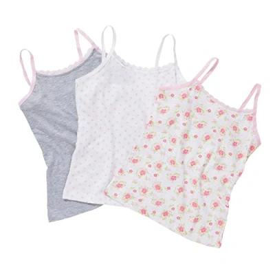 Image of Just Essentials Girls Back to School 3 or 5 Pack Cami Tops Vests Plain UK Seller Floral 11/12 Years