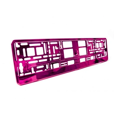 Image of 2 x Pink Chrome Metallic Universal Number Plate Surrounds Holders Frames M