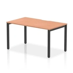 Image of Evolve Plus 1400mm Single Starter Bench Desk Beech Top Black Frame