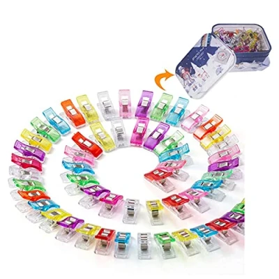 Image of FIV Sewing Clips 100pcs Plastic Quilting Crafting Wonder No Pins for Dressmaking Patchwork Haberdashery