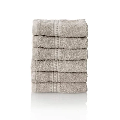 Image of ALCLEAR set of terry hand towels, range soft and highly absorbent OEKOTEX 100 certified, 5 colours &amp; sizes, colour: PLATINUM GREY, 6 x face towels 30 cm