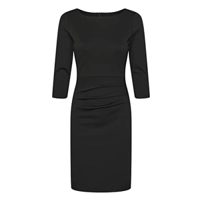 Image of Kaffe Women&#039;s Knee Length Coctail Dress 3/4 Sleeves Tight Fitting Cocktail, Black Deep, XXL