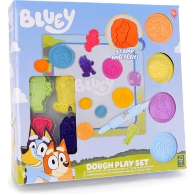 Image of 10 Piece Bluey Dough Activity Play Set 4 Dough, 1 Roller, Stamps &amp; Wipeable Screen Arts Crafts Toys Mould