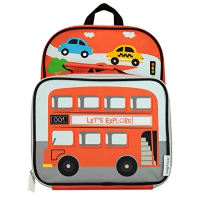 Image of Harry Bear Kids Backpack and Lunchbag Set Red Transport