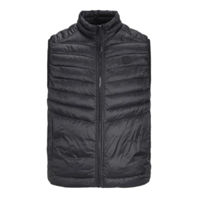 Image of Jack &amp; Jones Mens Sleeveless Gilet Zipper Closure and High Neck Black Size Small