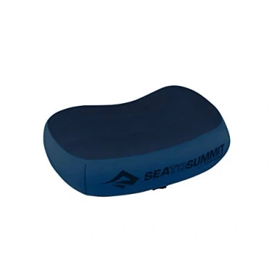 Image of Sea to Summit Aeros Premium Pillow R Inflatable Travel Soft &amp; Comfy Brushed 50D Polyester Lock System Ultra Sil Stuff Sack For Backpacking 34 x 24 11cm Navy Blue 79g