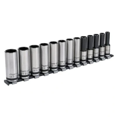 Image of Sealey Premier Socket Set 13pc 1/2&quot;Sq Drive Deep Lock On™ 6pt Metric Black Series