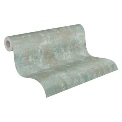 Image of Livingwalls 396704 Industrial Wallpaper Concrete in Green with Metallic Effect Copper Wall Plaster Look 10.05 m x 0.53 Made Germany