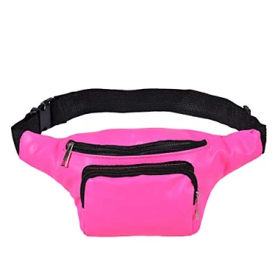 Image of One BFD Fanny Pack Waist Bumbag Bum Bag Running Belt for Ladies Men Kids Festival Causal Holiday Wipe Clean Adjustable Strap (Neon Pink Bumbag)