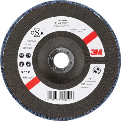 Image of 3M 65041 566A Conical Flap Disc 180MM P40