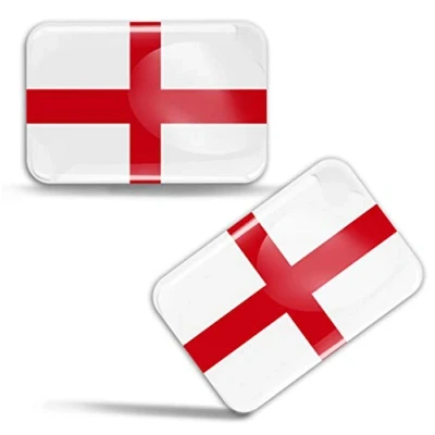 Image of Biomar Labs® 2 x 3D Domed Silicone Stickers Decals St Georges Cross England UK Region State National Flag Car Motorcycle Helmet F 80