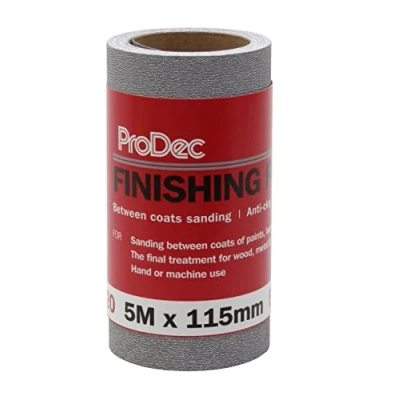 Image of ProDec 320 Grit Extra Fine Grade Finishing Paper for Sanding Between Coats and Automotive 5m x 115mm Abrasive Roll