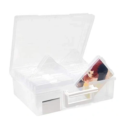 Image of MATANA 6&quot; x 4&quot; Clear Storage Box Photo Inserts and Scrapbook Crafts Organiser with 16 Cases Labels, Over 1000 Photos Great For Sewing, Garden Seed Supplies