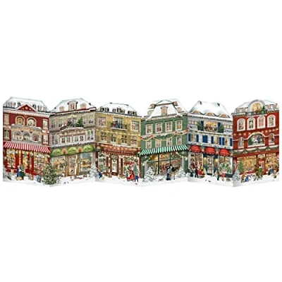 Image of Freestanding Christmas Advent Calendar The Shops Fold Out Traditional Picture Paper