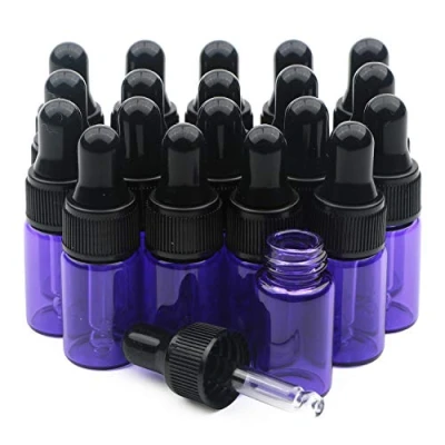 Image of Unxuey 20pcs 3ml Purple Glass Essential Oil Dropper Bottles with Pipettes Refillable Empty Vials Black Screw Cap Perfume Mini Portable Fragrance Cosmetic