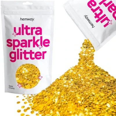 Image of Glitter Gold Ultra Sparkle Sequins Nail Face Festival Christmas Halloween Makeup Super Chunky 100g / 3.5oz
