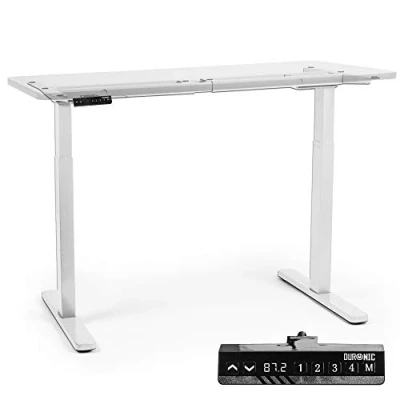 Image of Duronic Sit Stand Up Desk Top Frame Converter TM22 WE, Electric Standing Sitting Height Adjustable Riser Desks Ergonomic Standup Workstation for Office Home Laptops Monitor Computer Only White