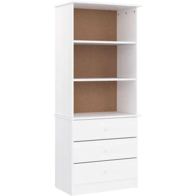 Image of vidaXL Bookcase with Drawers ALTA White 60x35x142 cm Solid Wood Pine