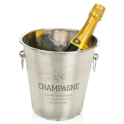 Image of URBNLIVING Large Champagne Metal Party Bowl Wine Beer Ice Cooler Bottle Bucket 5 Styles (Rubber Base Champagne)