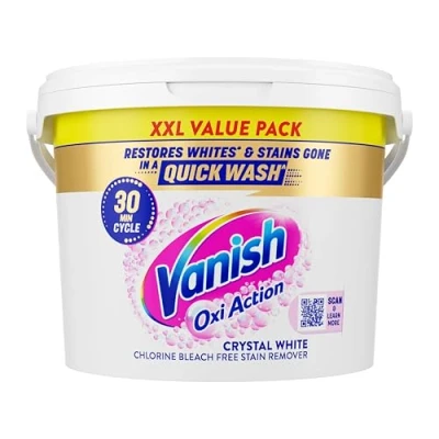 Image of Vanish Gold Oxi Action Stain Remover &amp; Whitening Booster Powder For Whites 2.4 Kg, Back to School, Removes School Stains Even at 20C, Restores Whiteness of Greyed Fabrics, Safe on Uniforms