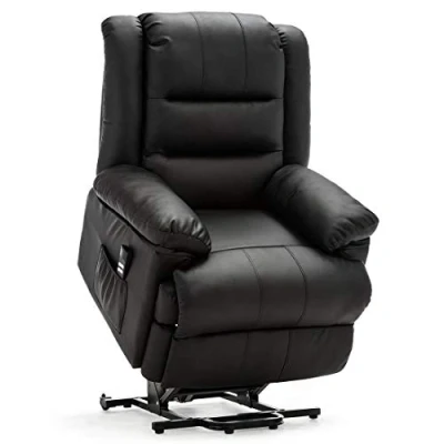 Image of More4Homes LOXLEY DUAL MOTOR ELECTRIC RISE RECLINER BONDED LEATHER ARMCHAIR LIFT RISER CHAIR (Black)