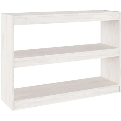 Image of vidaXL Solid Pinewood Book Cabinet Room Divider Freestanding Storage Shelf for Office/Living Stylish White Design Requires Assembly
