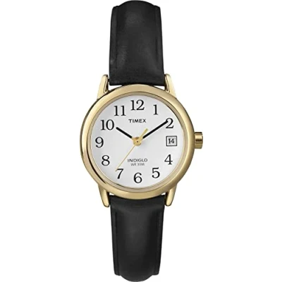 Image of Timex T2H341 Ladies Classic Watch with Black Leather Strap