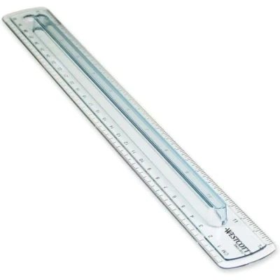 Image of Westcott 00402 Smoke Gray Plastic Ruler with Finger Grip, 12 Inch
