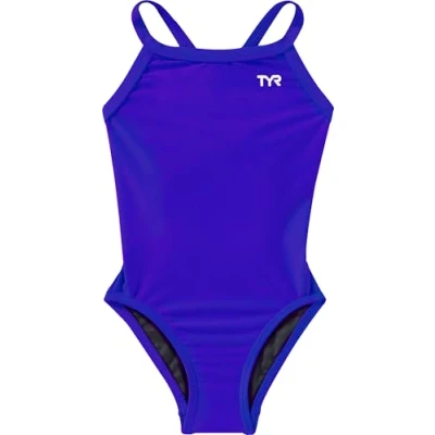 Image of TYR Sport Girls&#039; Solid Diamondback Swim Suit (Royal, 22)