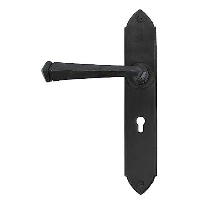 Image of Handmade Gothic Unsprung Lever Lock Handle Set 9 3/4&quot; x 1 ¾&quot; Beeswax