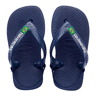 Image of Havaianas Unisex Baby Flip Flop, Navy Blue Citrus Yellow, 7 UK Child