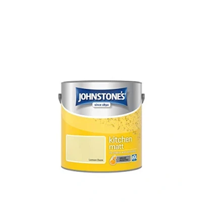 Image of Johnstone&#039;s Kitchen Paint Lemon Daze Matt Finish Grease &amp; Stain Resistant Suitable for Walls Ceilings Highly Durable Low Odour 12m2 Coverage per Litre 2.5L