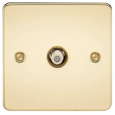 Image of KnightsBridge Flat Plate 1G SAT TV Outlet (non isolated) Polished Brass