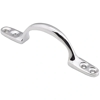 Image of Loops Sash Window Bow Shaped Lift Handle 102 x 12mm 28mm Proj Polished Chrome Sliding Fitting Traditional Style Pull Fixture