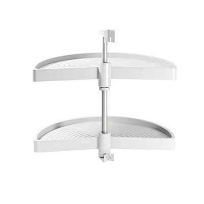 Image of Emuca Set of swivel trays for kitchen corner unit, 1/2 carousel Ø650mm (25,6 inch) 800mm (31,4 blind corner, white
