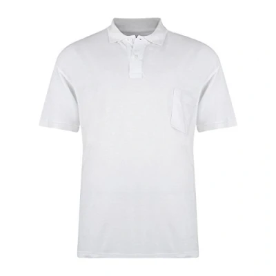 Image of KAM Big and Tall &#039;Eton&#039; Plain Polo T Shirt with Chest Pocket Cotton Rich Top Large Size Fit JEANBASE White 3XL