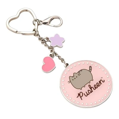 Image of Pusheen the Cat Pink Name Keyring with Mini Charms