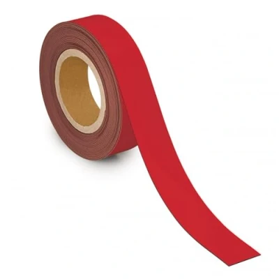 Image of MAUL Labelling Tape 40 mm x 1 mm, Writeable with Magnetic Backing, Versatile in Office, Workshop, Warehouse and Kitchen, Can Be Cut to Size, 10 m Length, Red