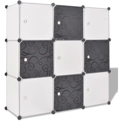 Image of vidaXL Storage Cube Organiser with 9 Compartments Black and White